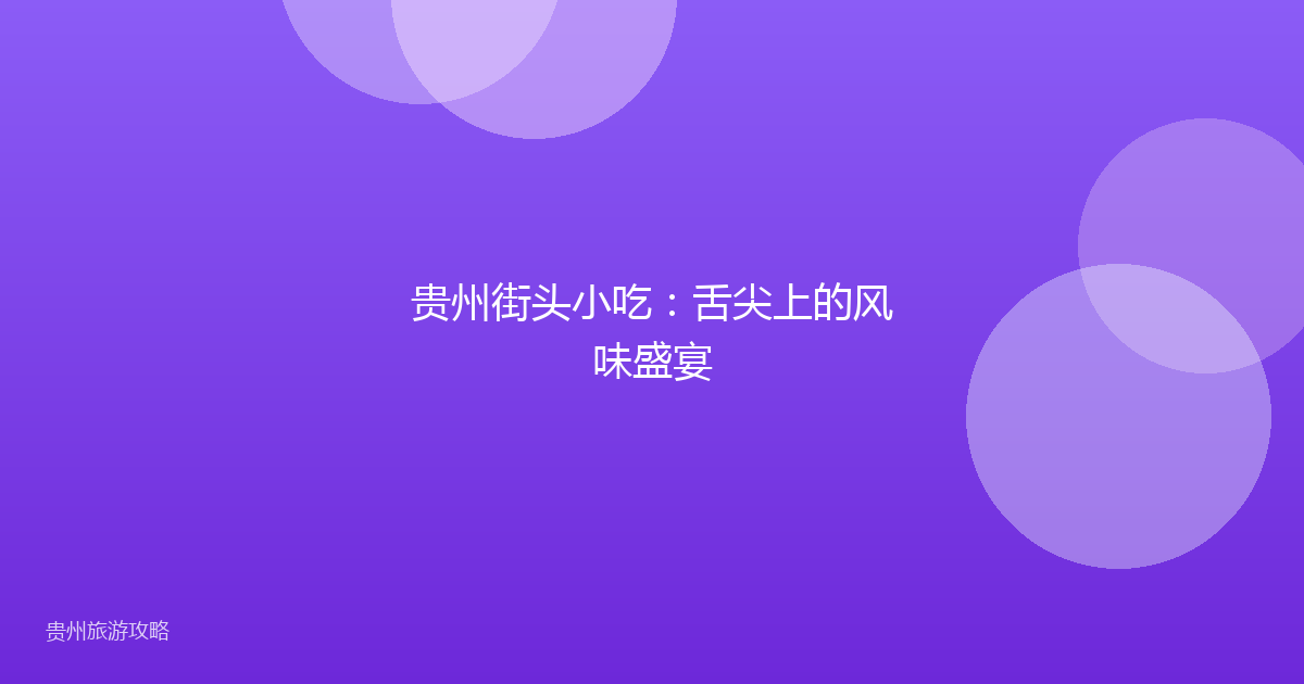 贵州街头小吃：舌尖上的风味盛宴